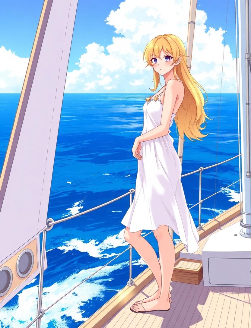 Ava - Aniflow AI companion on a yacht at sea
